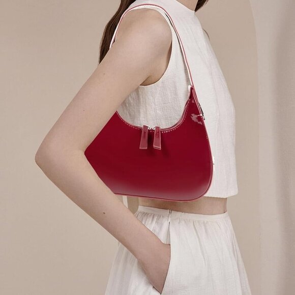 Women's Leather Crescent Shoulder Bag Y2K 90s Hobo Purse Underarm Small - Picture 5 of 9